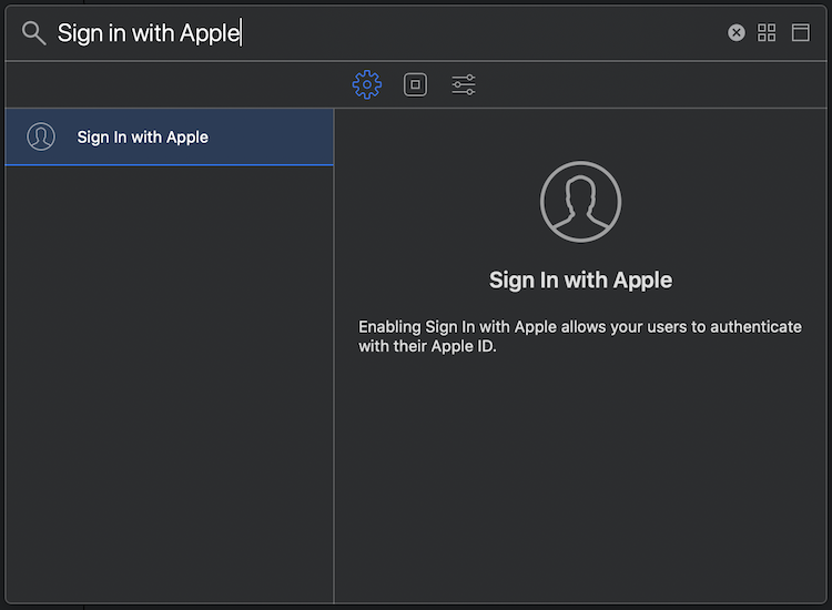 The Sign in with Apple capability in XCode