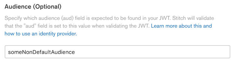 The Custom JWT audience configuration input